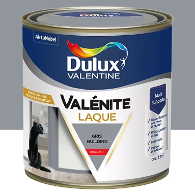 Laque acrylique Valénite Dulux Valentine gris building brillant 500ml