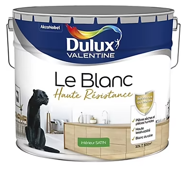 Peinture murale le Blanc haute résistance blanc satin 10L Dulux Valentine