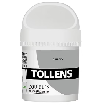 Testeur peinture murs et boiseries Tollens gris city satin 50ml