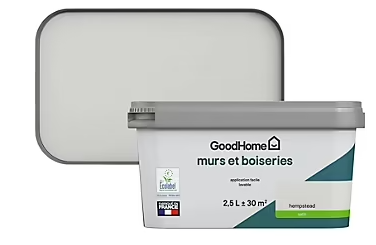 Peinture intérieure couleur Murs et boiseries GoodHome Hempstead blanc satin 2,5L