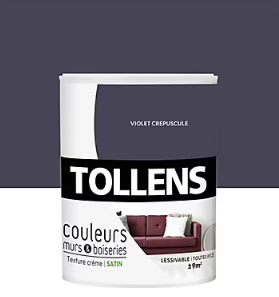 Peinture murs et boiseries Tollens violet crépuscule satin 0,75L