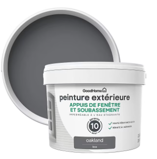 Peinture extérieure appuis de fenêtre GoodHome gris Oakland 2,5L