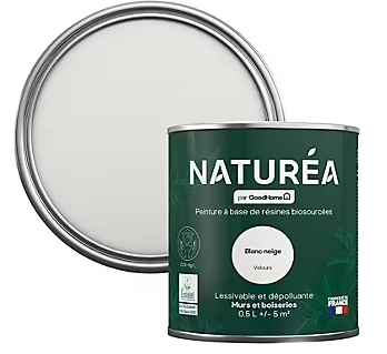 Peinture murs et boiseries Naturéa par GoodHome blanc neige velours 0.5L