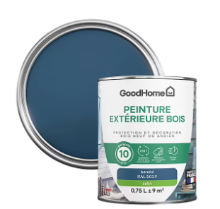 Peinture extérieure bois GoodHome Bandol bleu satin 0.75L