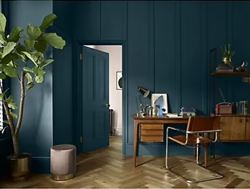 Peinture Valentine murs et boiseries Dulux Valentine bleu tumulte marine velouté mat 2L