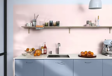Peinture haute résistance Crème de couleur cuisine et bain Dulux Valentine bouton de rose satin 0,75L