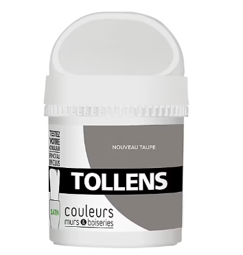Testeur peinture murs et boiseries Tollens nouveau taupe satin 50ml