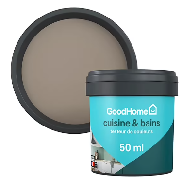 Peinture cuisine et salle de bains GoodHome beige Caracas satin 50ml