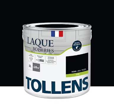 Laque boiseries et métal Tollens RAL 9005 noir satin 2L