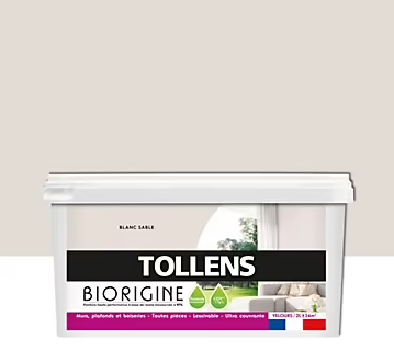 Peinture murs et plafonds Biorigine Tollens velours blanc sable 2L