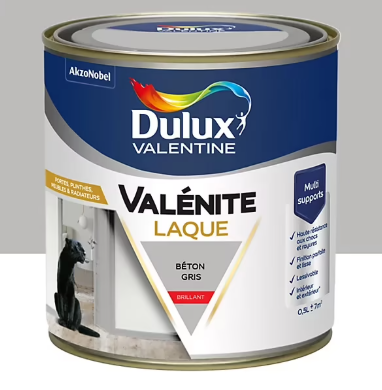 Laque acrylique Valénite Dulux Valentine gris béton brillant 500ml