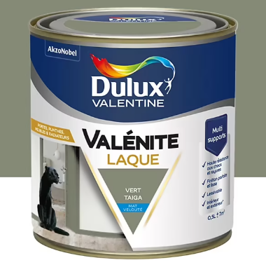 Laque acrylique Valénite Dulux Valentine vert taiga mat velouté 500ml