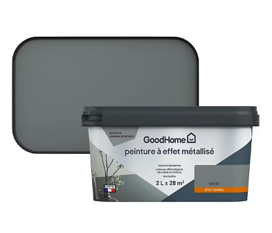Peinture à effet métallisé GoodHome gris Bel Air 2L