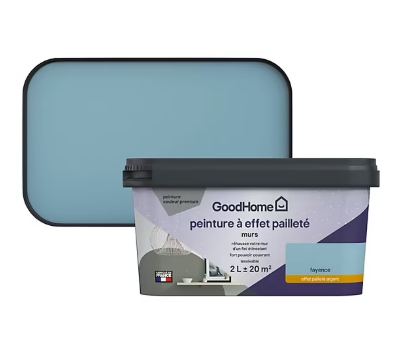 Peinture à effet pailleté GoodHome bleu Fayence 2L