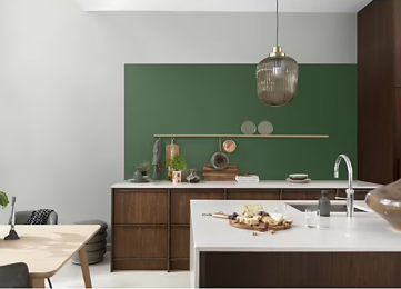 Peinture haute résistance Crème de couleur cuisine et bain Dulux Valentine vert ginkgo satin 2L