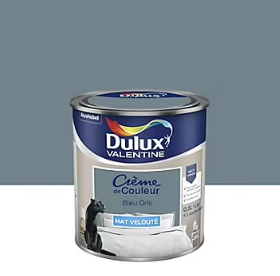 Peinture Crème de Couleur Dulux Valentine mat bleu gris 0,5L