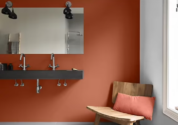 Peinture haute résistance Crème de couleur cuisine et bain Dulux Valentine bronze terre cuite satin 2L