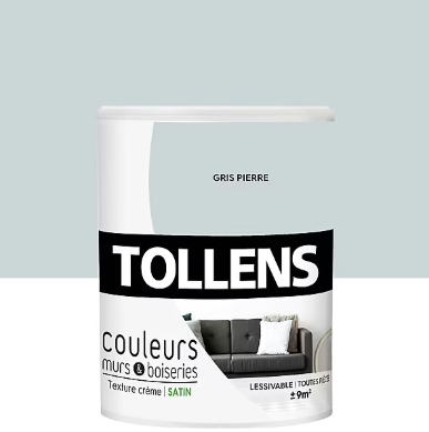 Peinture murs et boiseries Tollens gris pierre satin 0,75L