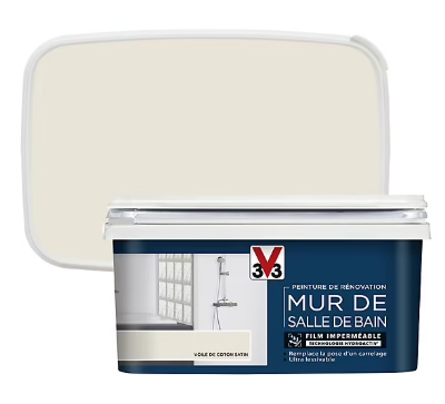 Peinture de rénovation mur de salle de bain V33 voile de coton satin 2L
