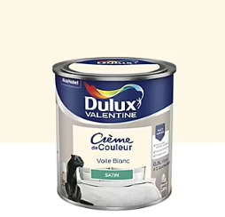 Peinture Crème de Couleur Dulux Valentine satin voile blanc 0,5L