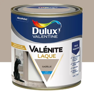 Laque acrylique Valénite Dulux Valentine beige gazelle velouté mat 500ml