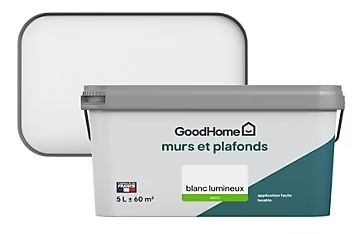 Peinture murs et plafonds GoodHome blanc lumineux satin 5L