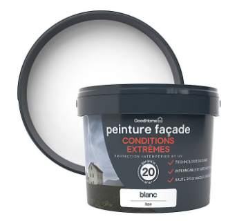 Peinture façade conditions extrêmes GoodHome blanc 10L