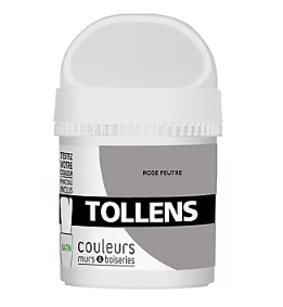Testeur peinture murs et boiseries Tollens rose feutré satin 50ml