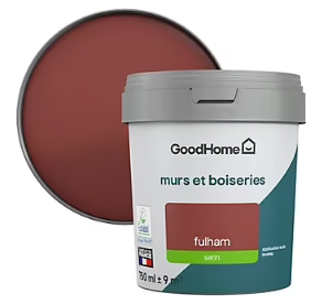 Peinture murs et boiseries GoodHome rouge Fulham satin 0,75L