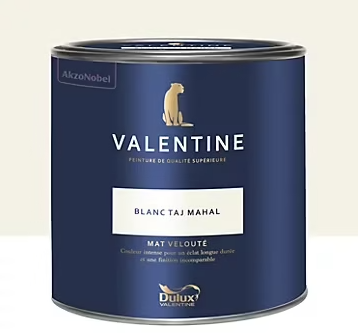 Peinture Valentine murs et boiseries Dulux Valentine blanc taj mahal velouté mat 2L
