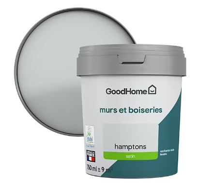 Peinture murs et boiseries GoodHome gris Hamptons satin 0,75L