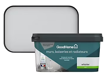 Peinture intérieure couleur murs, boiseries et radiateurs GoodHome Whistler satin gris 2,5L