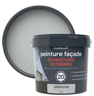 Peinture extérieure façade conditions extrêmes GoodHome gris Oklahoma 5L