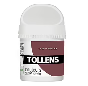 Testeur peinture murs et boiseries Tollens lie de vin tendre satin 50ml