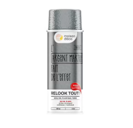Peinture aérosol Relook tout Maison Déco argenté martelé gris 400ml