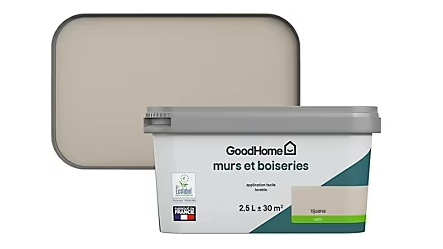 Peinture intérieure couleur murs et boiseries GoodHome Tijuana beige satin 2,5L