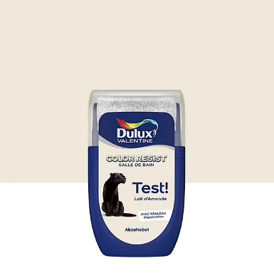 Testeur de peinture Color Resist salle de bains Dulux Valentine satin lait d'amande 30ml