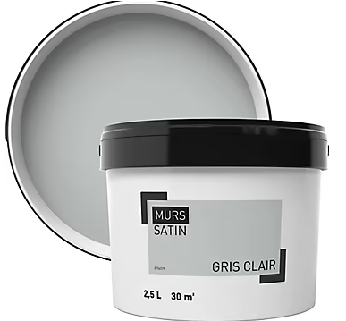 Peinture murale gris clair satin 2,5L