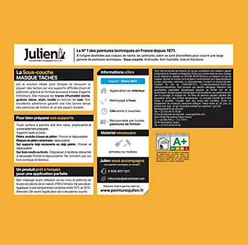 Sous-couche Masque Taches pour murs et plafonds toutes pièces Julien Mat Blanc 2,5L