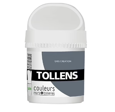 Testeur peinture murs et boiseries Tollens gris création satin 50ml