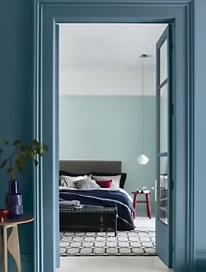 Peinture Valentine murs et boiseries Dulux Valentine bleu myosotis timide velouté mat 0,5L