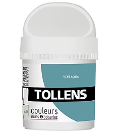 Testeur peinture murs et boiseries Tollens vert aqua satin 50ml