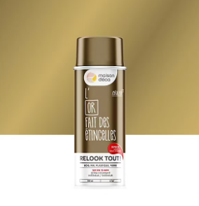 Peinture aérosol Relook tout Maison Déco or métallisé doré 400ml