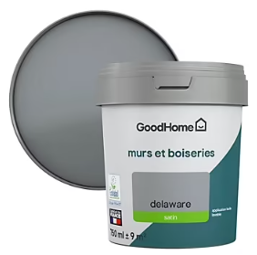 Peinture murs et boiseries GoodHome gris Delaware satin 0,75L