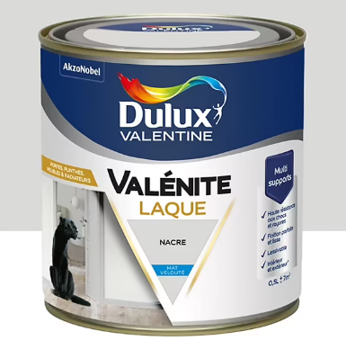 Laque acrylique Valénite Dulux Valentine blanc nacré velouté mat 500ml