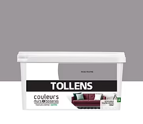 Peinture murs et boiseries Tollens rose feutré satin 2,5L