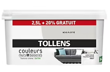 Peinture murs et boiseries Tollens bois flotté satin 2,5L +20% gratuit