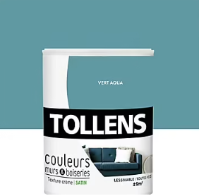 Peinture murs et boiseries Tollens vert aqua satin 0,75L