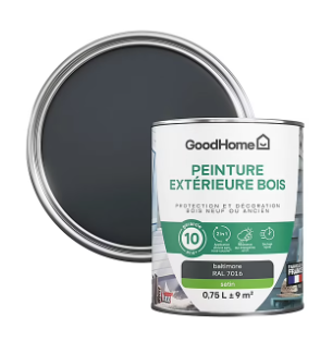 Peinture extérieure bois GoodHome Baltimore gris satin 0.75L