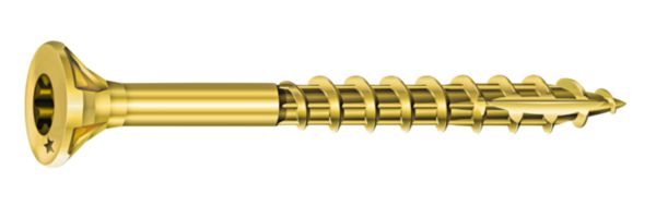 Star-shaped wood screw in bichromated steel ø 5 x L. 70 mm thread 45 mm box of 200 pieces